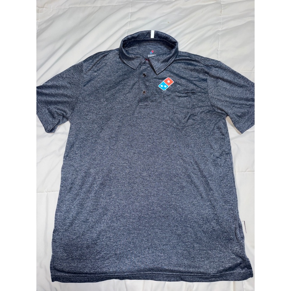 Dominos Gear Mens Small Heather Gray Performance Short Sleeve Polo Shirt Pocket